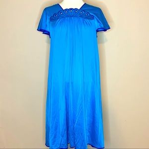 Vintage | Blue Silky Knee Length Nightgown